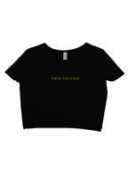 Load image into Gallery viewer, camp conscious for dyslexic awareness - crop t shirt