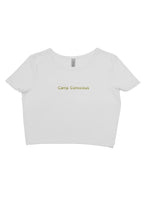 Load image into Gallery viewer, camp conscious for dyslexic awareness - crop t shirt