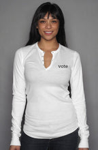Load image into Gallery viewer, vote embroidered - unisex - long sleeve henley
