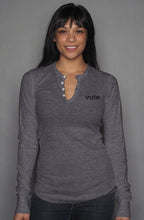 Load image into Gallery viewer, vote embroidered - unisex - long sleeve henley
